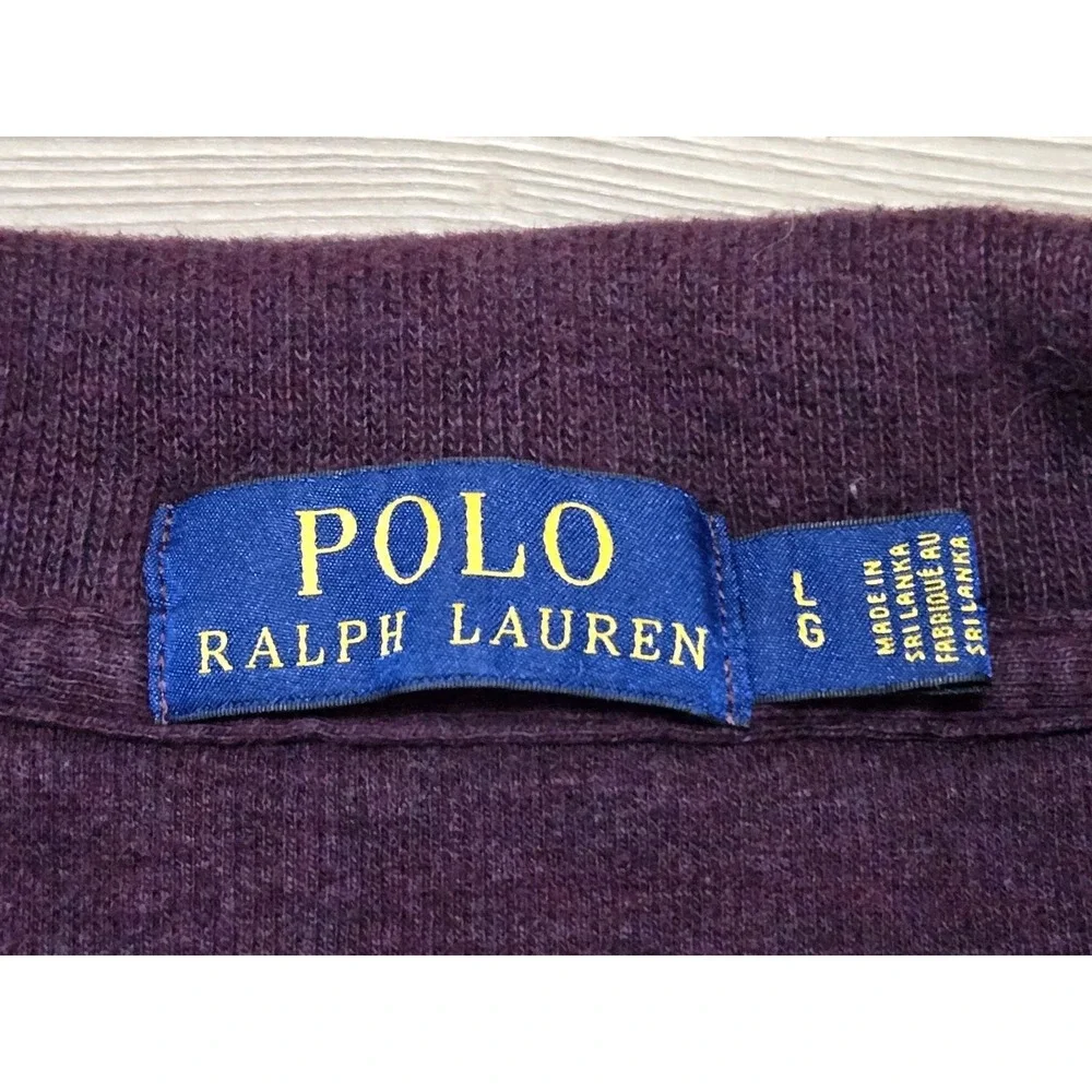 Polo Ralph Lauren Purple Maroon 1/4 Zip Pullover Sweatshirt Large 100% Cotton